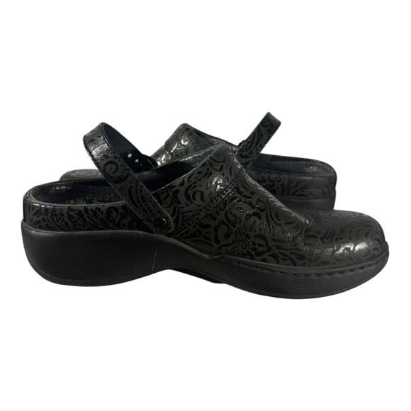 Dansko EU 36 US 5.5-6 Allison Black Tooled Leather Slingback Mules Clogs - Picture 8 of 9